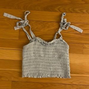 Blue summery ruched crop top